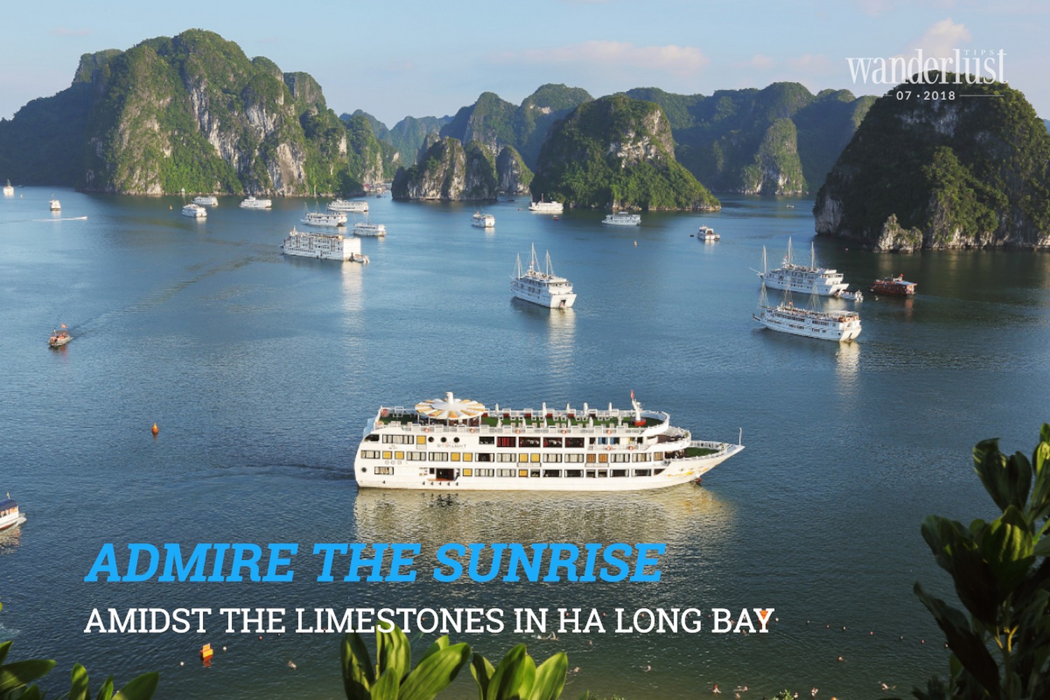 Wanderlust Tips Magazine | Admire the sunrise amidst the limestones in Ha Long Bay